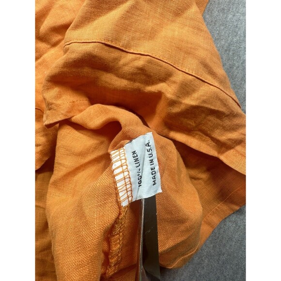 BRYN WALKER Orange Linen Boxy 3/4 Sleeve‎ Top S Lagenlook Beach Oversized - Picture 8 of 9